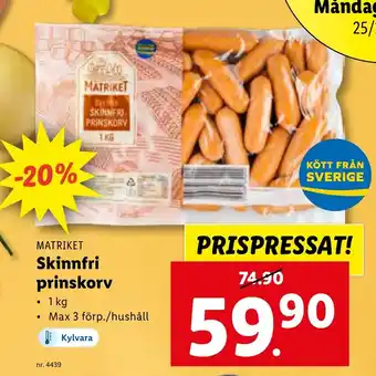 Lidl Skinnfri prinskorv erbjuda