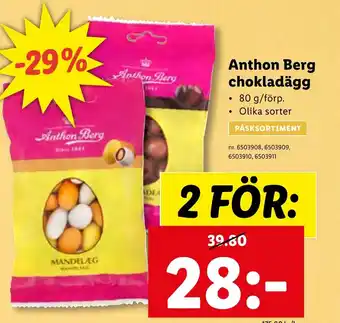 Lidl Anthon Berg chokladägg erbjuda