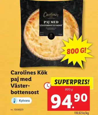 Lidl Carolines Kök paj med Väster- bottensost erbjuda