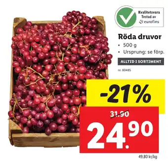 Lidl Röda druvor erbjuda