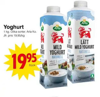 Matöppet Arla yoghurt erbjuda