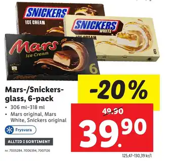 Lidl Mars-/Snickers- glass, 6-pack erbjuda