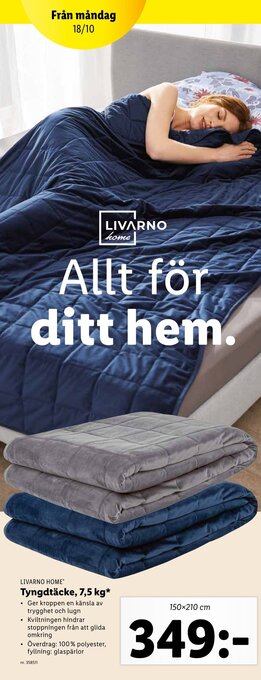 Lidl Livarno Home Tyngdtäcke, 7,5 kg erbjuda