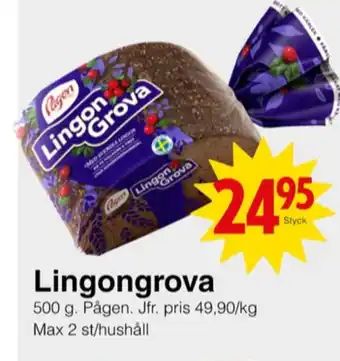 Matöppet Lingongrova rågbröd erbjuda