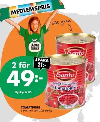ÖoB Santo tomatpuré erbjuda