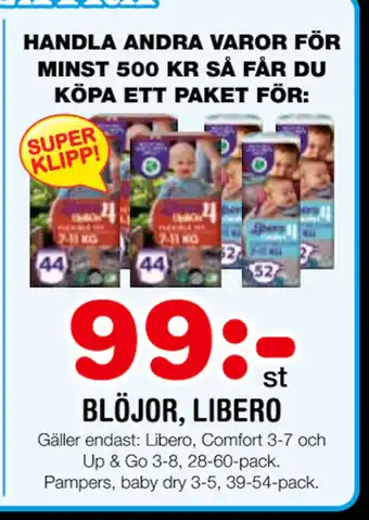Nya Pulsen BLÖJOR, LIBERO erbjuda