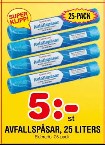 Nya Pulsen AVFALLSPÅSAR, 25 LITERS erbjuda