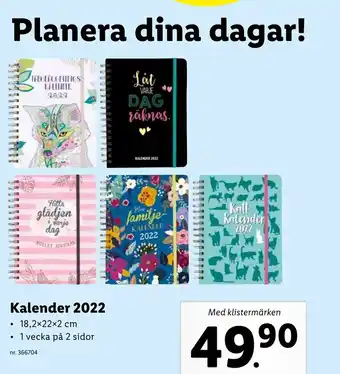 Lidl Kalender 2022 18,2x22x2 cm erbjuda