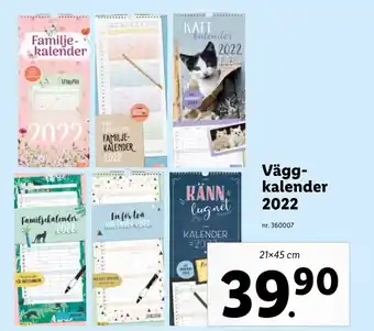 Lidl Vägg kalender 2022 21x45 cm erbjuda