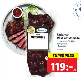 Lidl Fåddman Rökt nötytterfilé 900 g erbjuda