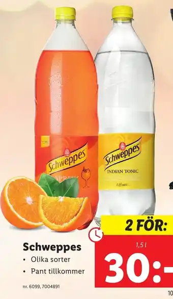 Lidl Schweppes 1,5 l erbjuda