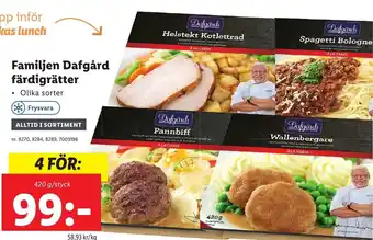 Lidl Familjen Dafgård färdigrätter 420 g erbjuda