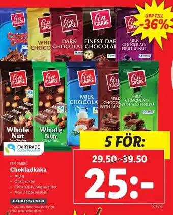 Lidl Fin Carré Chokladkaka 100 g erbjuda