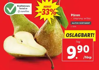 Lidl Päron 1 kg erbjuda