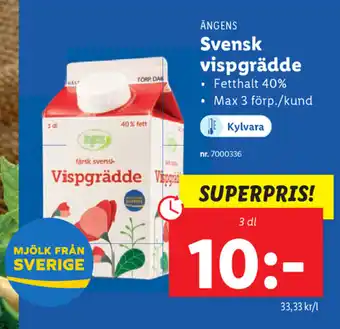 Lidl Ängens Svensk vispgrädde 3dl erbjuda