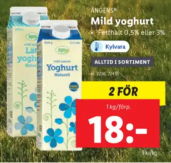 Lidl Ängens Mild yoghurt 1kg erbjuda