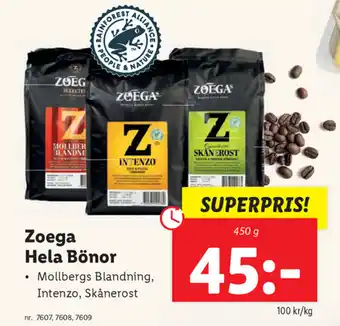 Lidl Zoega Hela Bönor 450g erbjuda