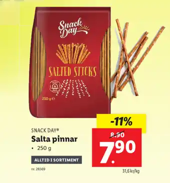 Lidl Snack Day Salta pinnar 250g erbjuda