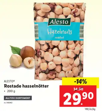 Lidl Alesto Rostade hasselnötter 200g erbjuda
