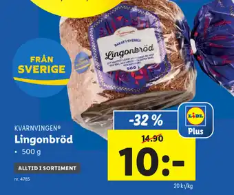 Lidl Kvarnvingen Lingonbröd 500g erbjuda