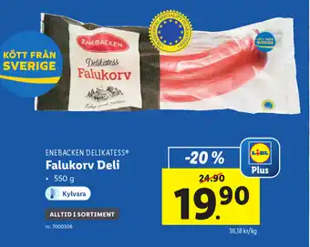 Lidl Enebacken Delikatess Falukorv Deli 550g erbjuda