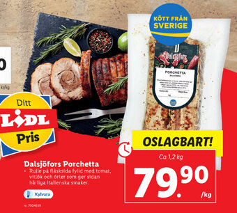 Lidl Dalsjöfors Porchetta 1,2kg erbjuda
