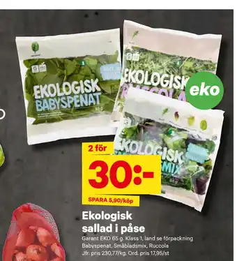 City Gross Ekologisk sallad i påse erbjuda