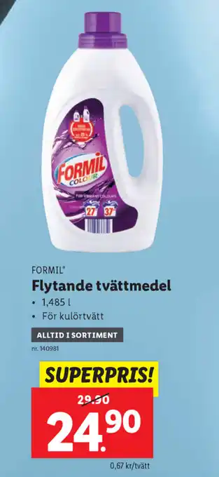 Lidl Formil Flytande tvättmedel 1,485l erbjuda
