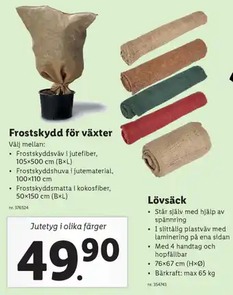 Lidl Frostskydd för växter 100x110cm erbjuda