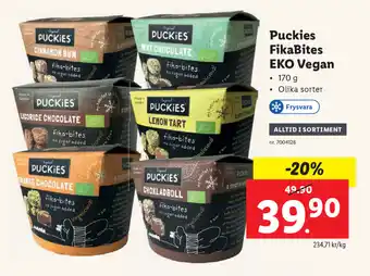 Lidl Puckies FikaBites EKO Vegan 170g erbjuda