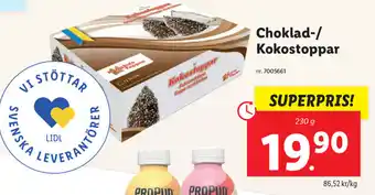 Lidl Choklad-/Kokostoppar 230g erbjuda