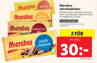 Lidl Marabou chockladkakor 180-200g erbjuda