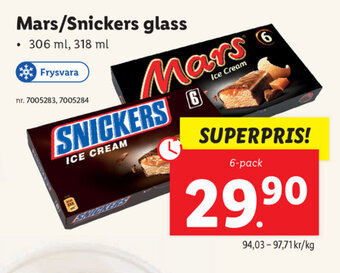 Lidl Mars/Snickers glass 6-pack erbjuda