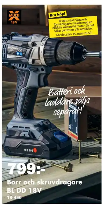 Biltema Borr och skruvdragare BL DD 18V erbjuda