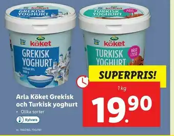Lidl Arla Köket Grekisk och Turkisk yoghurt erbjuda