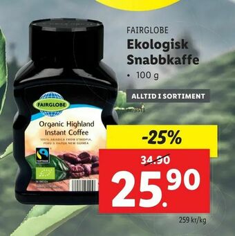 Lidl Ekologisk Snabbkaffe erbjuda