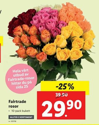 Lidl Fairtrade rosor erbjuda