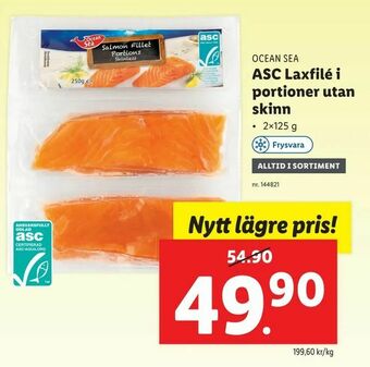 Lidl ASC Laxfilé i portioner utan skinn erbjuda