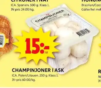 ICA Kvantum Ica champinjoner erbjuda