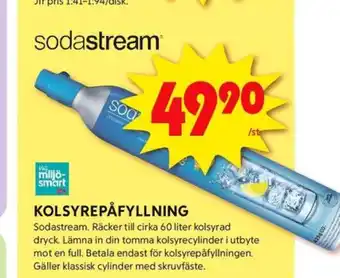 ICA Kvantum Sodastream kolsyrepatron erbjuda