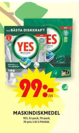 ICA Maxi Yes diskmaskintabs erbjuda