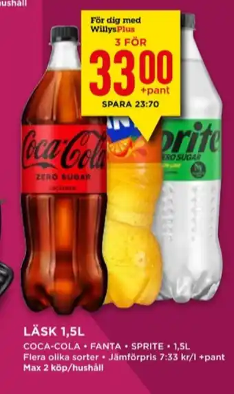 Willys Coca cola läskedryck erbjuda