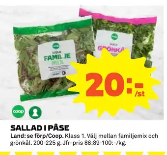 Coop Daglivs SALLAD I PÅSE erbjuda