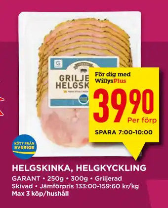Willys HELGSKINKA, HELGKYCKLING erbjuda