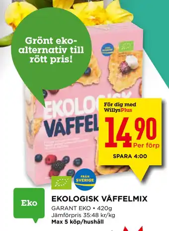 Willys EKOLOGISK VÅFFELMIX erbjuda