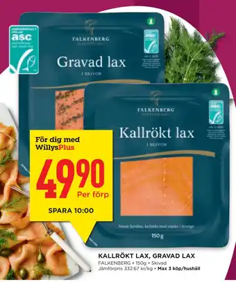 Willys Hemma KALLRÖKT LAX, GRAVAD LAX erbjuda