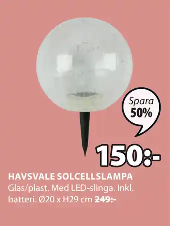 JYSK HAVSVALE SOLCELLSLAMPA erbjuda
