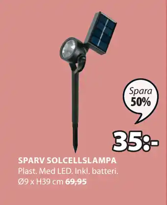 JYSK SPARV SOLCELLSLAMPA erbjuda