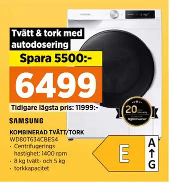 Power KOMBINERAD TVÄTT/TORK erbjuda