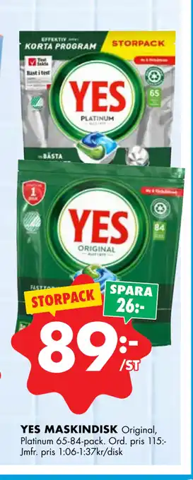ÖoB YES MASKINDISK erbjuda